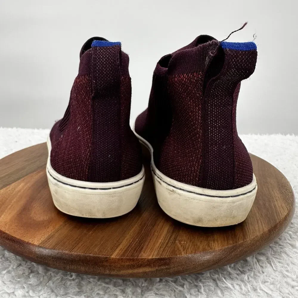 Rothys Chelsea‎ Boot Womens 7.5 Berry Lattice Knit High Top Sneaker Ankle Shoes